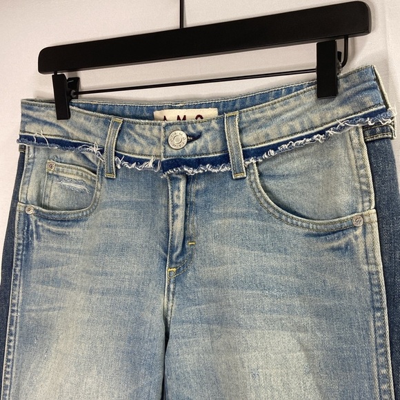 AMO Twist Two-Tone Raw Hem Cropped Skinny Jean in Rise & Shine Blue Size 27 - Picture 6 of 9